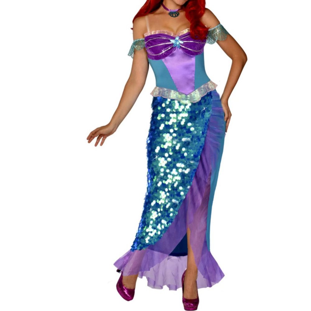 Women's Purple & Teal Mermaid Sequin Maxi Dress